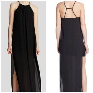 ELIZABETH & JAMES Size X Small XS Black Chiffon Spaghetti Strap Adley Maxi Dress